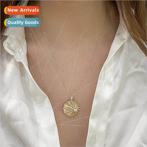 Europe vintage tarot card pendant women ins metal gold plate