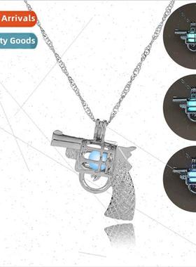Europe luminous cage necklace women hollow pistol shape DIY