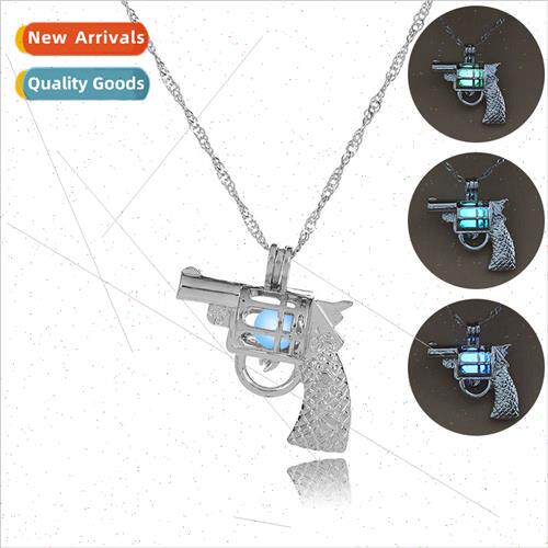 Europe luminous cage necklace women hollow pistol shape DIY
