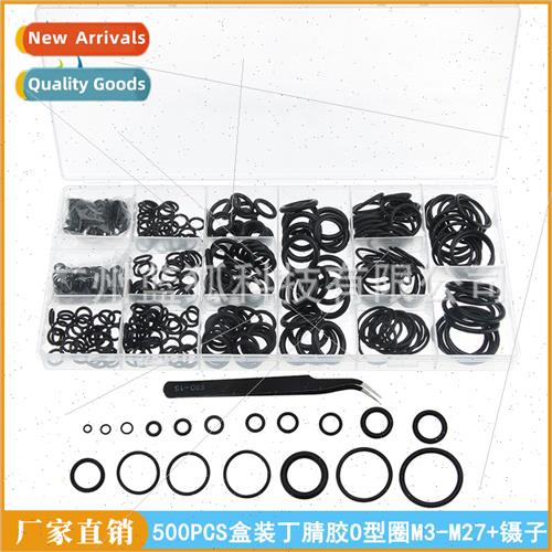 500pcs Boxed Black trile O-Ring Seal 3-27mm Tweezer Set Rubb