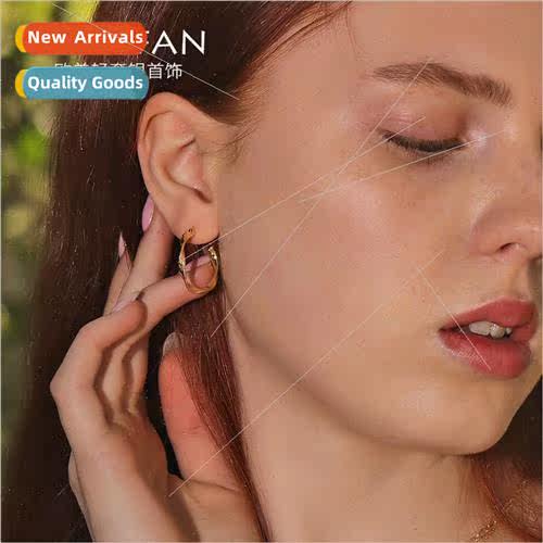 925 silver earrings female Europe ins cold wind retro circle