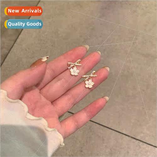 che premium bow pearl flower earrings female summer earrings