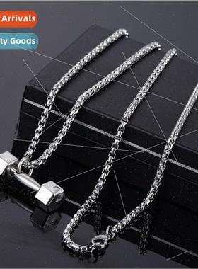 Men Hip Hop Necklace che Creative Fness Dumbbell Pendant Eur