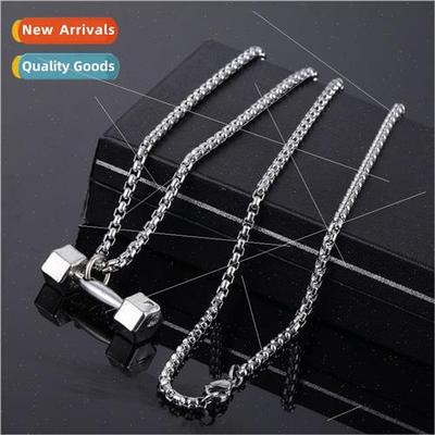 Men Hip Hop Necklace che Creative Fness Dumbbell Pendant Eur