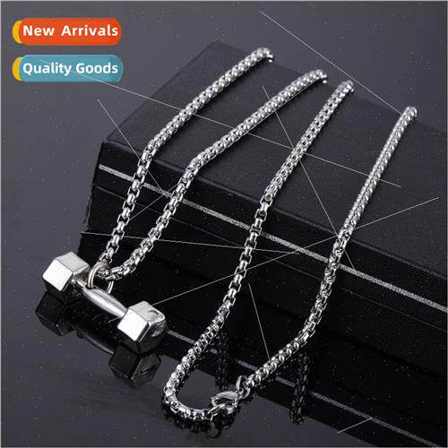 Men Hip Hop Necklace che Creative Fness Dumbbell Pendant Eur