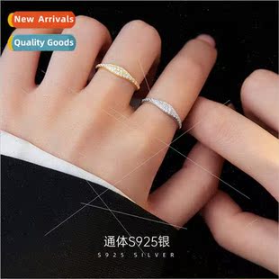 S925 mple lver Ring Oval Women Zirconia Geometric Arc che