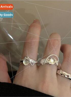 Moonstone Irregular Open Ring Female Hundred che Premium Rin