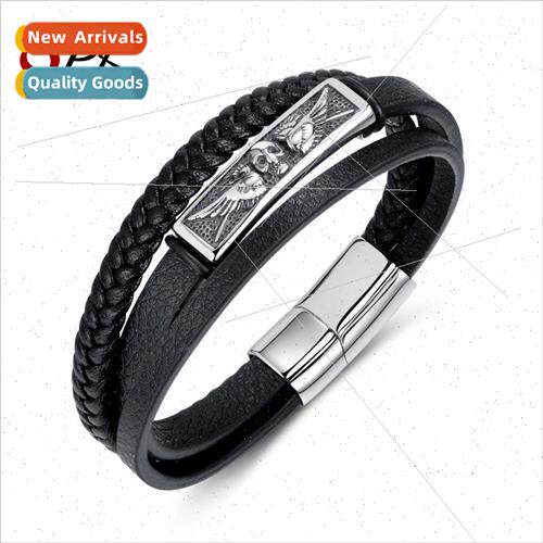 HWoven Multi-Layer Leather Bracelet Fashion Stainless Steel