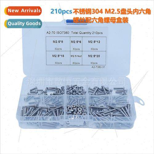 210pcs M2.5 stainless steel 304 pan head round head hexagon