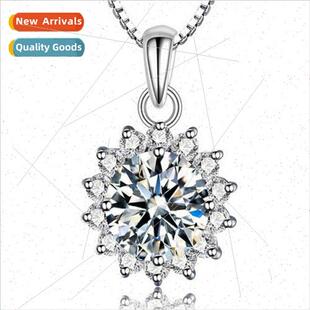 silver pendant necklace sunflower female 925