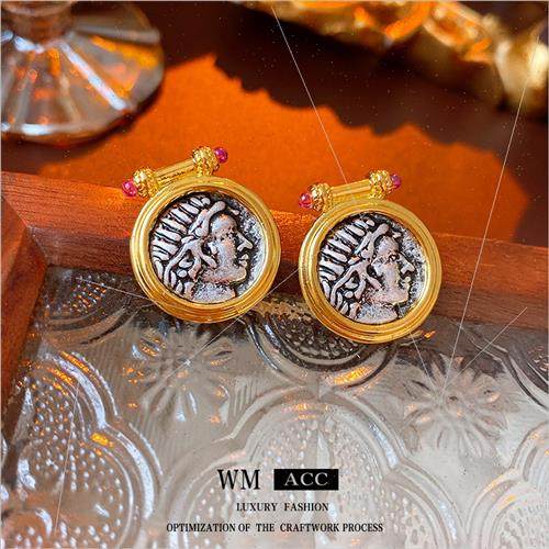 Ancient Chinese portra circle earrings fashion retro earring