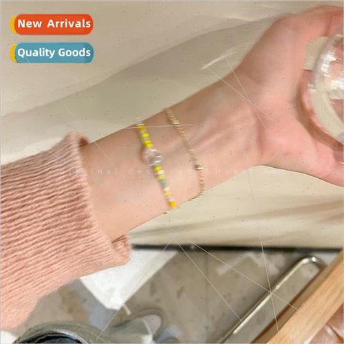 Double crystal beaded love bracelet women ins niche Mori hje