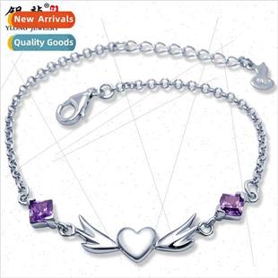 s925 silver amethyst angel zirconia women bracelet bracelet