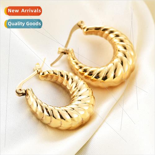 Europe Stainless earrings women bread pattern earrings circl
