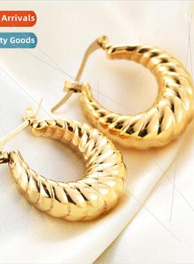Europe Stainless earrings women bread pattern earrings circl