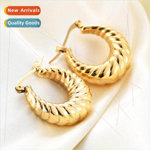 Europe Stainless earrings women bread pattern earrings circl