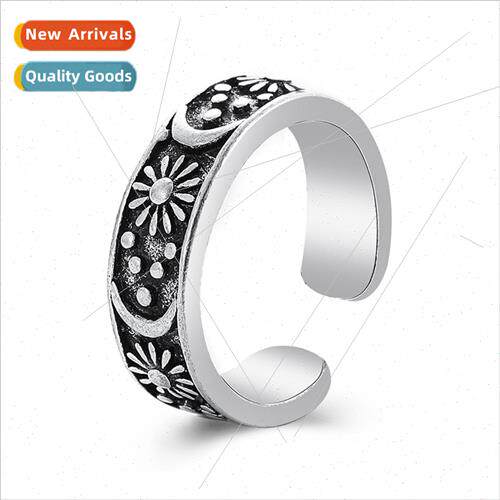 Vintage do old star moon ring men women nd anti-Thai silver
