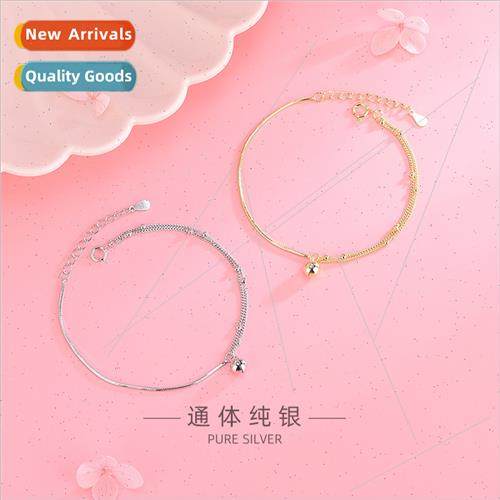 s925 silver Korea round beads double layer bell bracelet mor