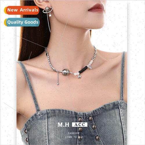 New planet wrap around necklace women beaded hip hop sweater