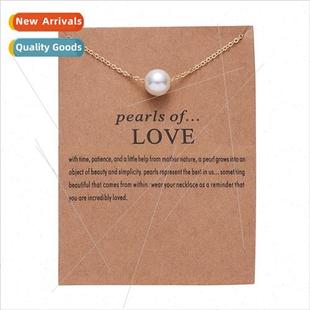 Europe jewelry Pearls LOVE paper card pearl alloy necklace K