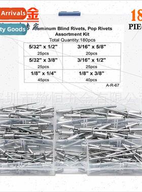 180pcs US 1/8 5 32 3 16 lver Aluminum Open End Blind Rivets
