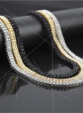 Europe Diamond Alloy Necklace Hip Hop 2 Rows Diamonds Mens N