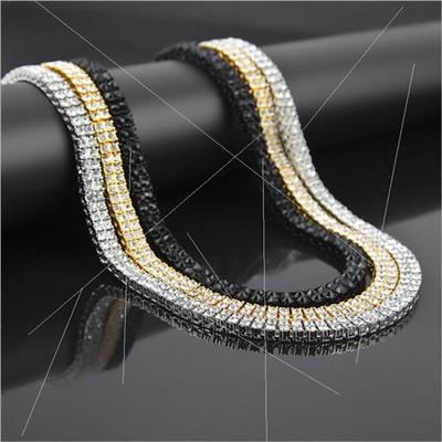 Europe Diamond Alloy Necklace Hip Hop 2 Rows Diamonds Mens N
