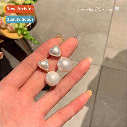 French retro love heart pearl earrings niche earrings 2023 n
