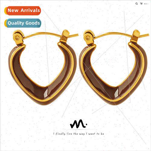 Europe commuter elegant earrings V-shaped drip oil famous wi
