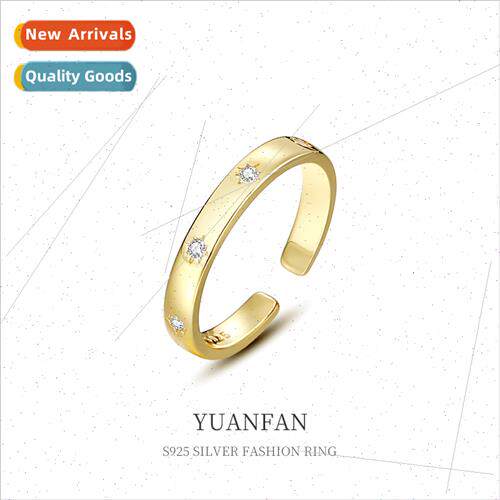 925 silver simple starburst zirconia ring female ins cold wi