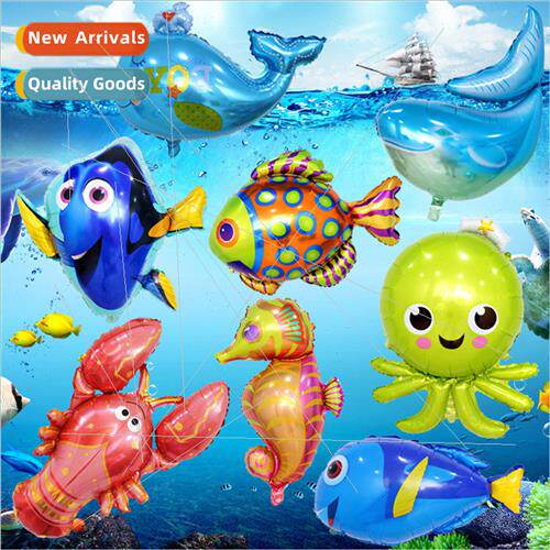 Large whale balloon marine animals seaside party shark alumi
