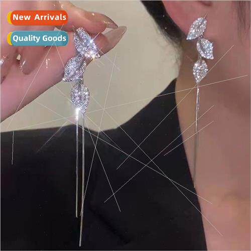 Diamonds leaves long two wear tassel earrings girls earrings