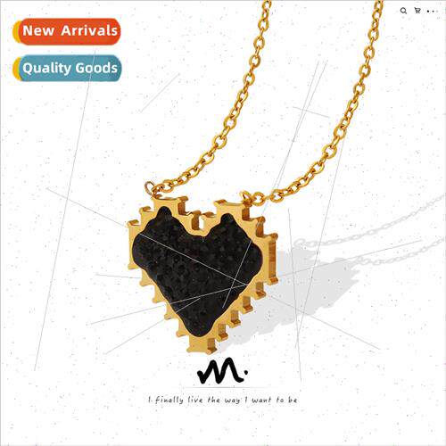 Europe ins black diamond zirconia love heart collarbone chai