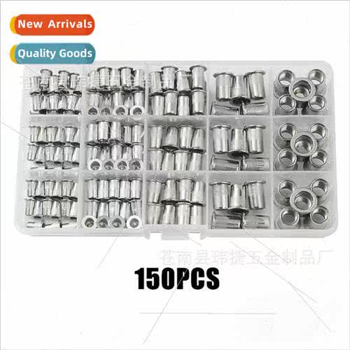 150pcs flat head Stainless rivet striped nut knurled flat he
