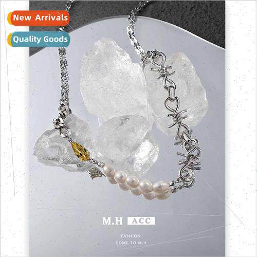 Natural Pearl Thorn Necklace Women Delicate mple Sweater Cha