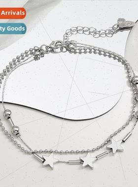 2023 spring summer new geometric double rows anklets female
