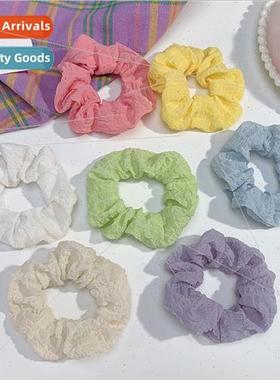 Puffy plaid sweet fresh large intestine hair bKorea pleated