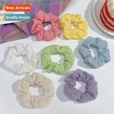 Puffy plaid sweet fresh large intestine hair bKorea pleated