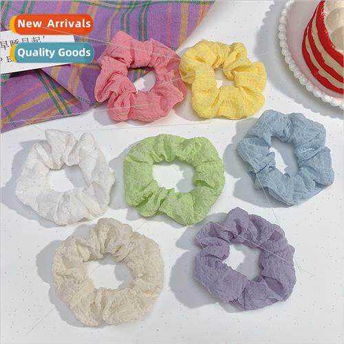 Puffy plaid sweet fresh large intestine hair bKorea pleated