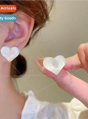 lver needle acrylic love heart small earrings wildly simple