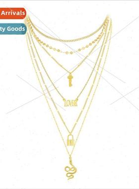 Alloy Necklace Set Vintage Creative Multi-Layer Snake Pendan
