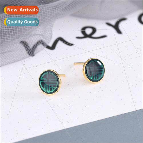 S925 silver drop crafted round blessing earrings retro earri
