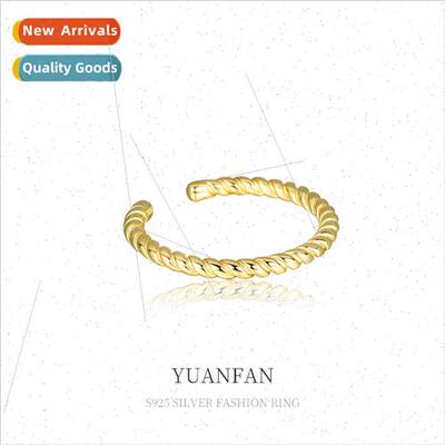 925 silver finger ring women Europe ins simple gold stacking