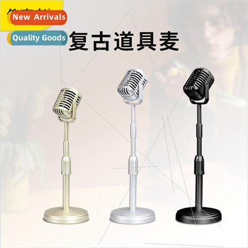 old fake microphone model studio ancient photography posing