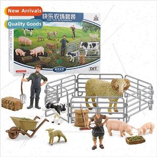 workers poultry farm equipment happy farm scene model set de