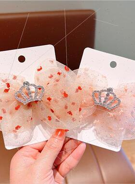 Children bow hair clips ltle girl cute mesh hair card headdr