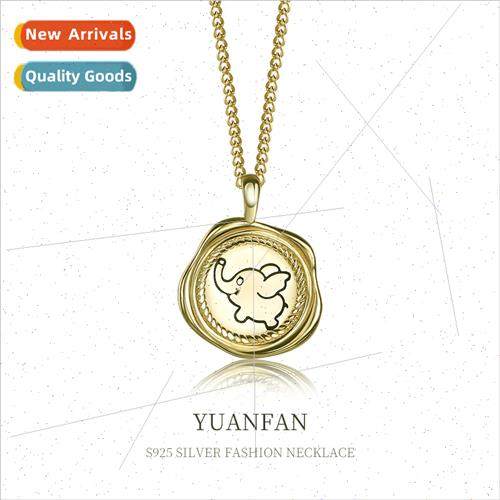 925 Silver Plaque Coin Pendant Europe ins Gold Cartoon Eleph