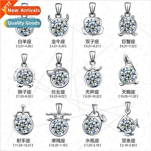 s925 silver twelve constellations necklace pendant female co