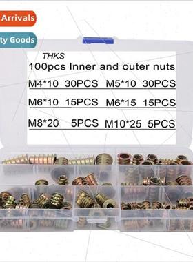 100pcs box iron hexagonal inner outer teeth furnure nuts col