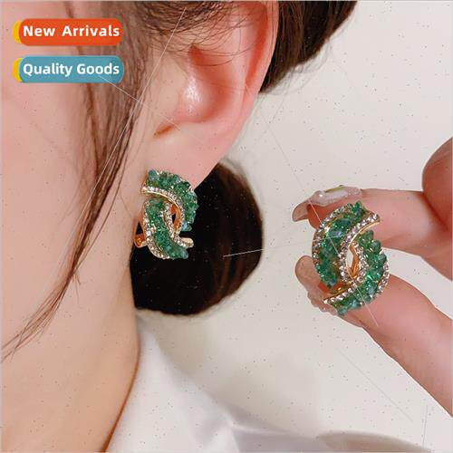 New s925 silver needle sweet cool handmade point crystal pop